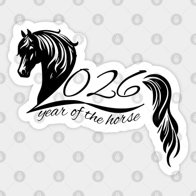 Illustrated 2026 Year of the Horse Sticker by HolidayBug